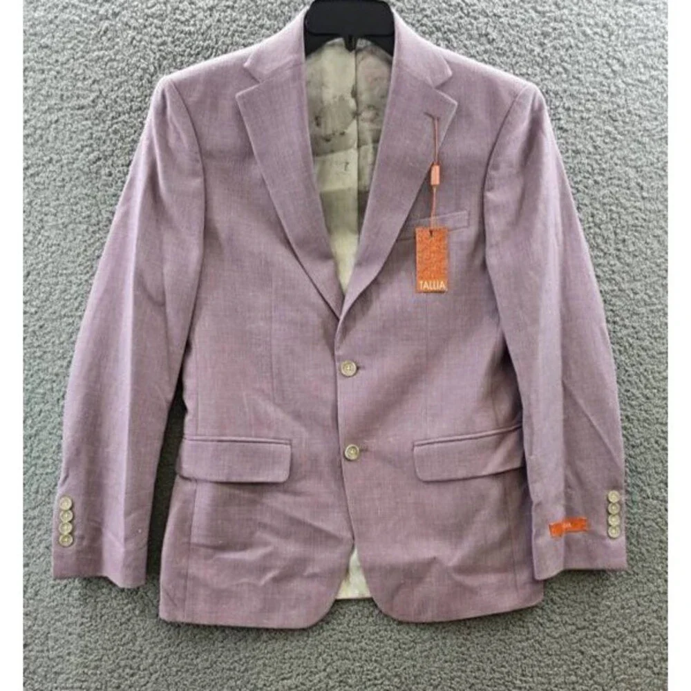 Tallia Wool-Linen Blend Slim Fit Sport Coat Men's 38R Lilac Button Closure L/S